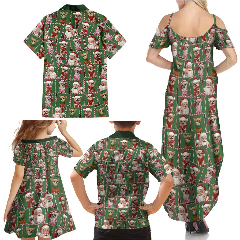 Chihuahua Santa Clau Christmas Family Matching Summer Maxi Dress and Hawaiian Shirt Xmas Holiday Patterns - Wonder Print Shop