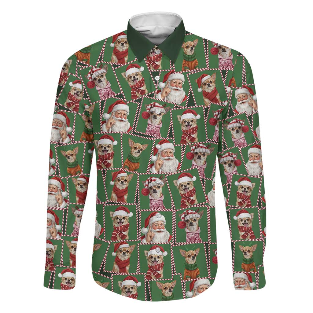 Chihuahua Santa Clau Christmas Family Matching Summer Maxi Dress and Hawaiian Shirt Xmas Holiday Patterns - Wonder Print Shop