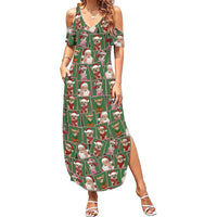 Chihuahua Santa Clau Christmas Family Matching Summer Maxi Dress and Hawaiian Shirt Xmas Holiday Patterns - Wonder Print Shop