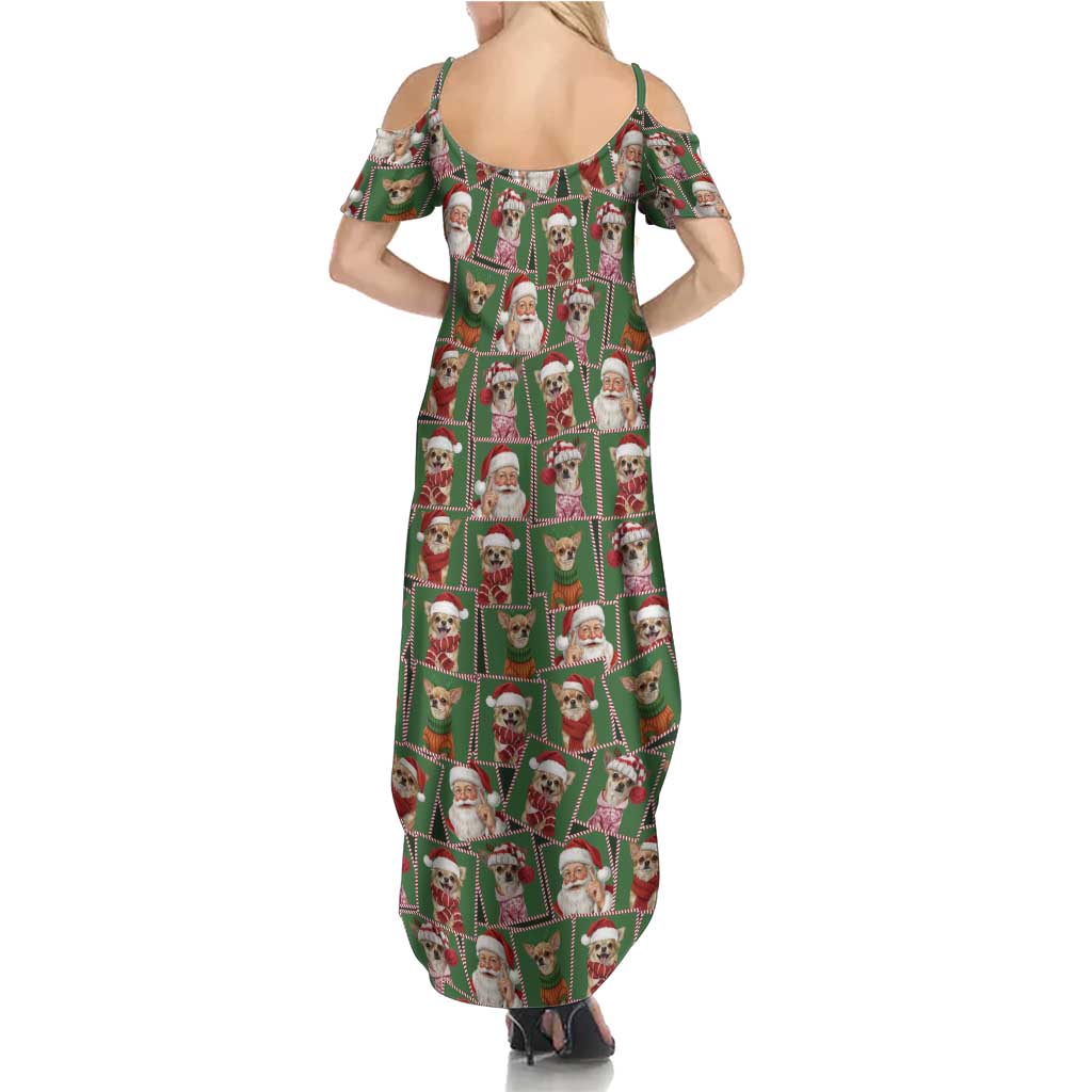 Chihuahua Santa Clau Christmas Family Matching Summer Maxi Dress and Hawaiian Shirt Xmas Holiday Patterns - Wonder Print Shop