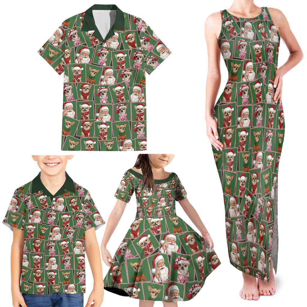 Chihuahua Santa Clau Christmas Family Matching Tank Maxi Dress and Hawaiian Shirt Xmas Holiday Patterns - Wonder Print Shop