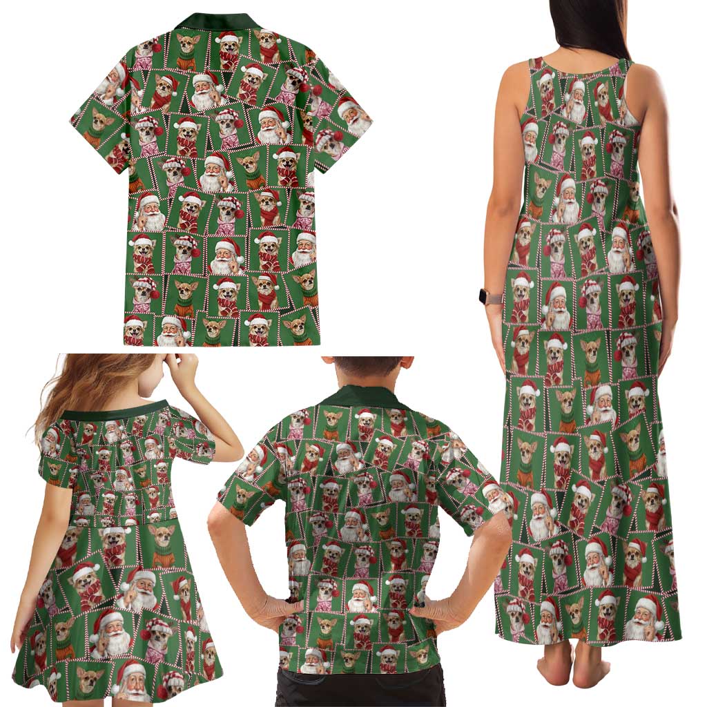 Chihuahua Santa Clau Christmas Family Matching Tank Maxi Dress and Hawaiian Shirt Xmas Holiday Patterns - Wonder Print Shop