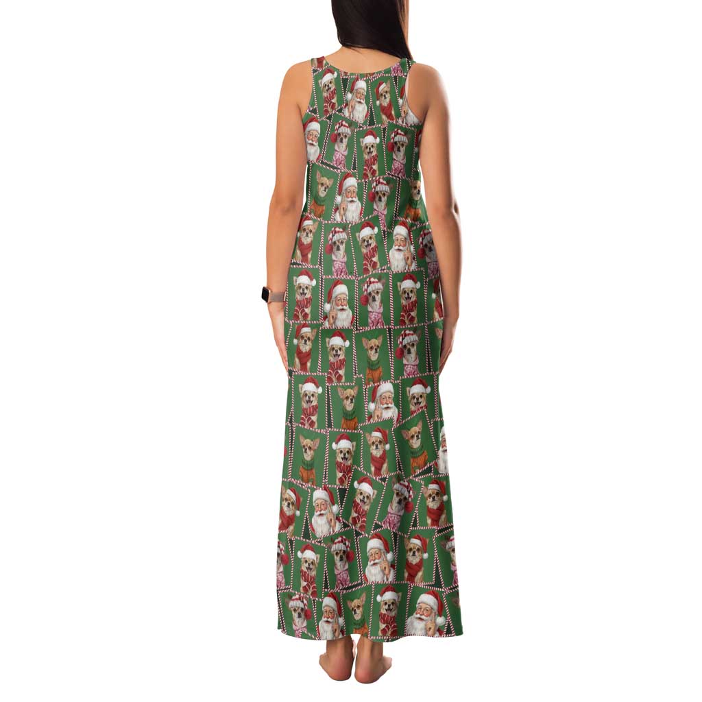 Chihuahua Santa Clau Christmas Family Matching Tank Maxi Dress and Hawaiian Shirt Xmas Holiday Patterns - Wonder Print Shop