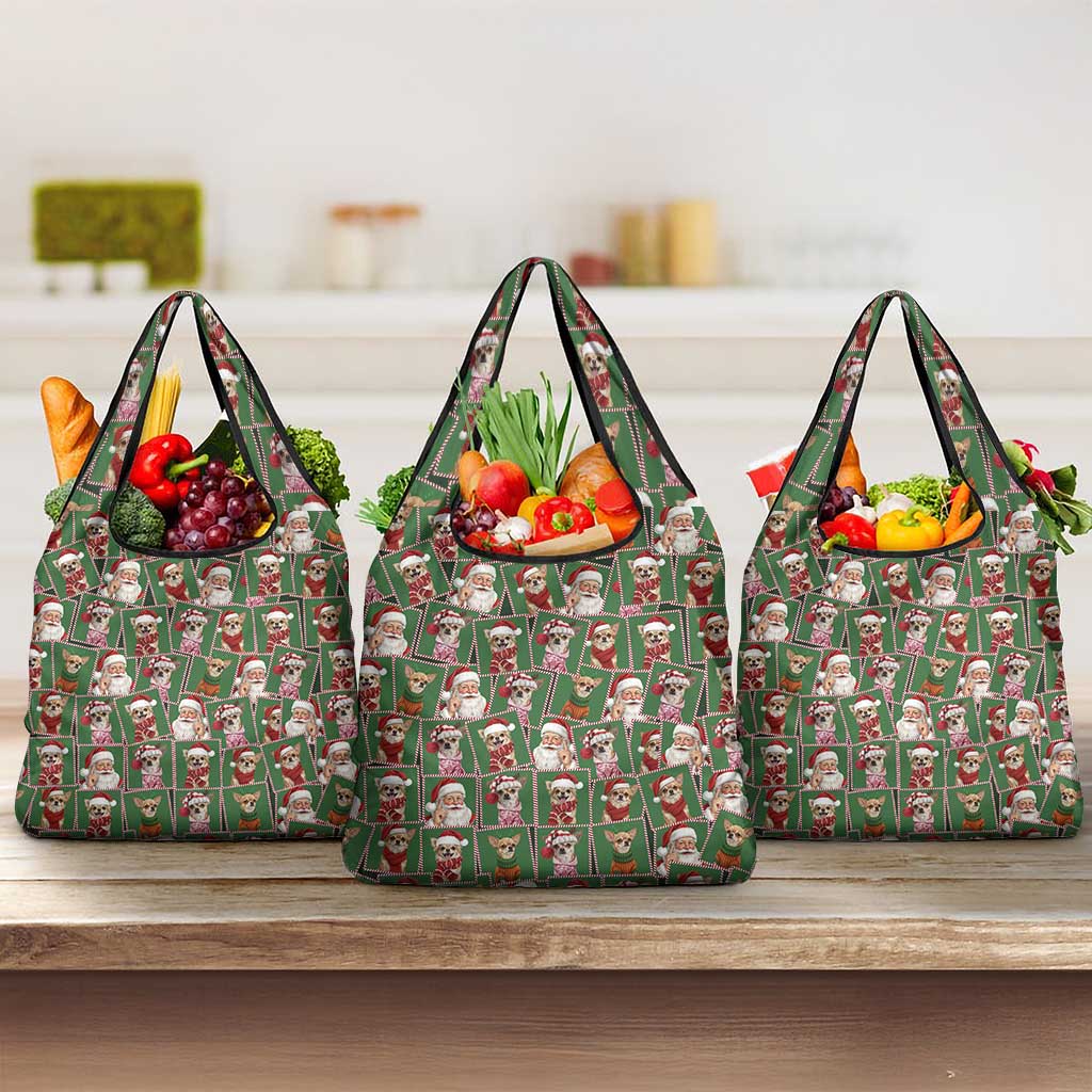 Chihuahua Santa Clau Christmas Grocery Bag Xmas Holiday Patterns - Wonder Print Shop