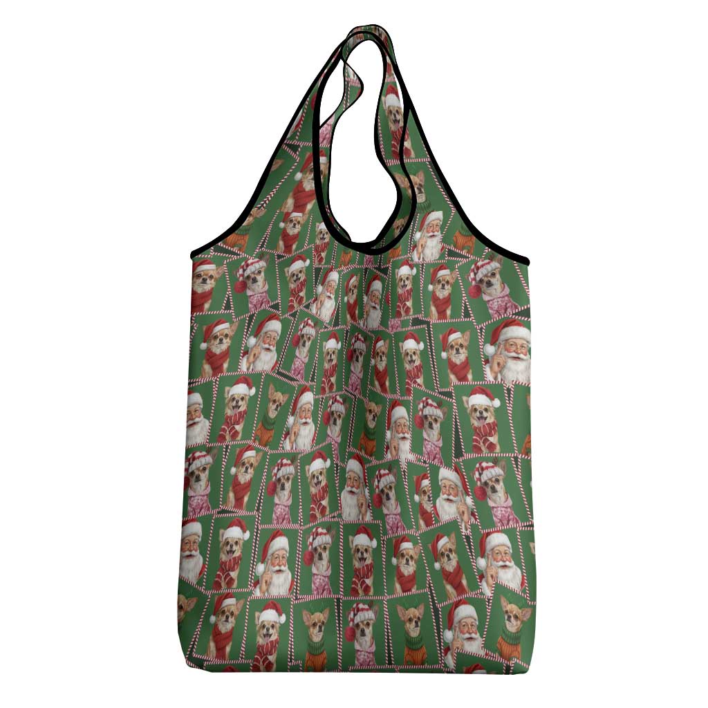 Chihuahua Santa Clau Christmas Grocery Bag Xmas Holiday Patterns - Wonder Print Shop