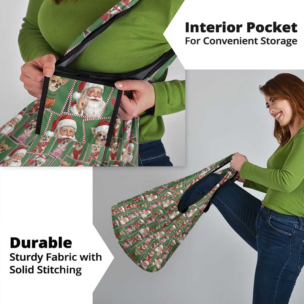 Chihuahua Santa Clau Christmas Grocery Bag Xmas Holiday Patterns - Wonder Print Shop