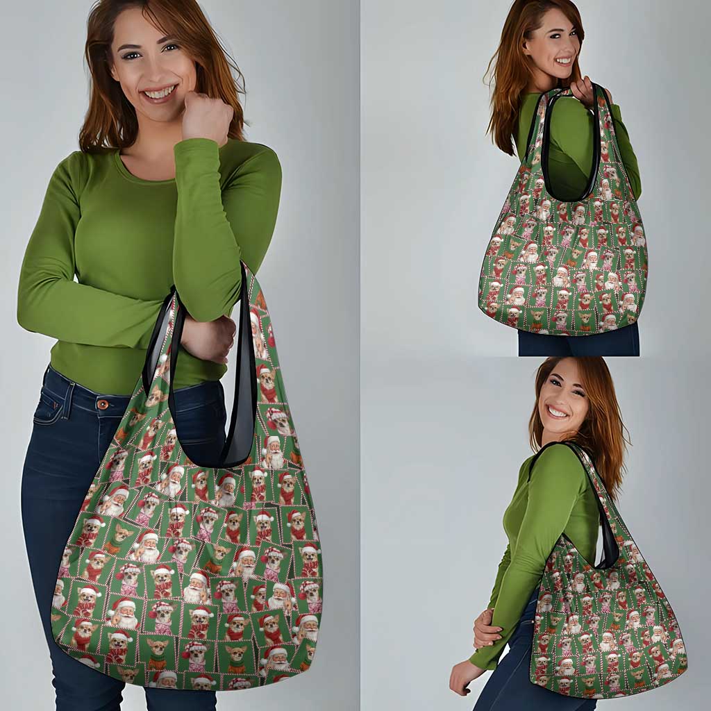 Chihuahua Santa Clau Christmas Grocery Bag Xmas Holiday Patterns - Wonder Print Shop
