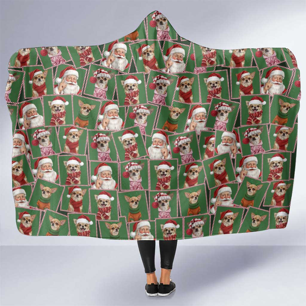 Chihuahua Santa Clau Christmas Hooded Blanket Xmas Holiday Patterns - Wonder Print Shop