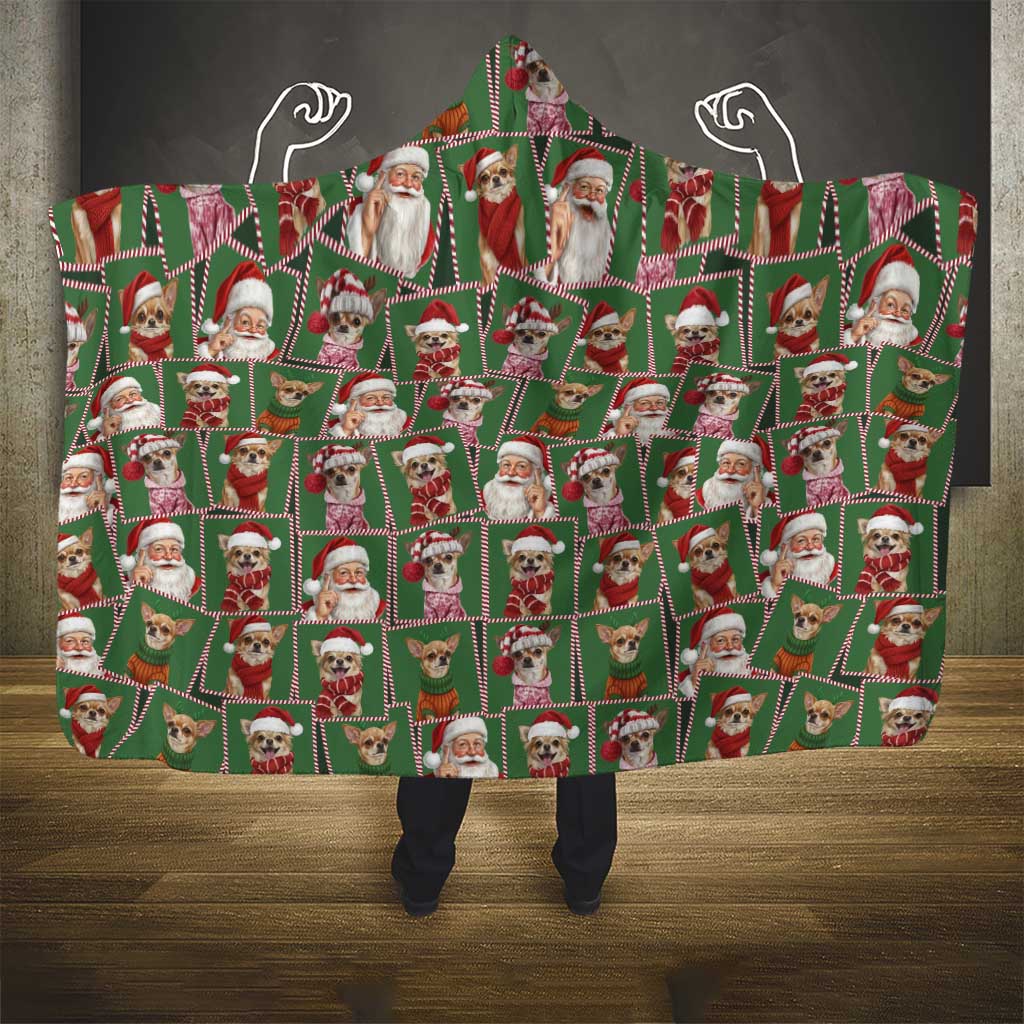 Chihuahua Santa Clau Christmas Hooded Blanket Xmas Holiday Patterns - Wonder Print Shop