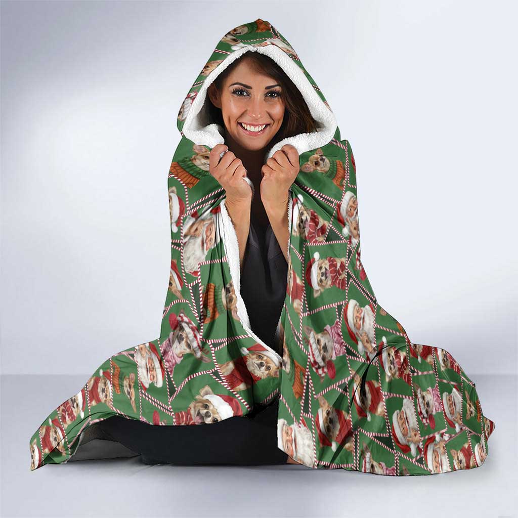 Chihuahua Santa Clau Christmas Hooded Blanket Xmas Holiday Patterns - Wonder Print Shop
