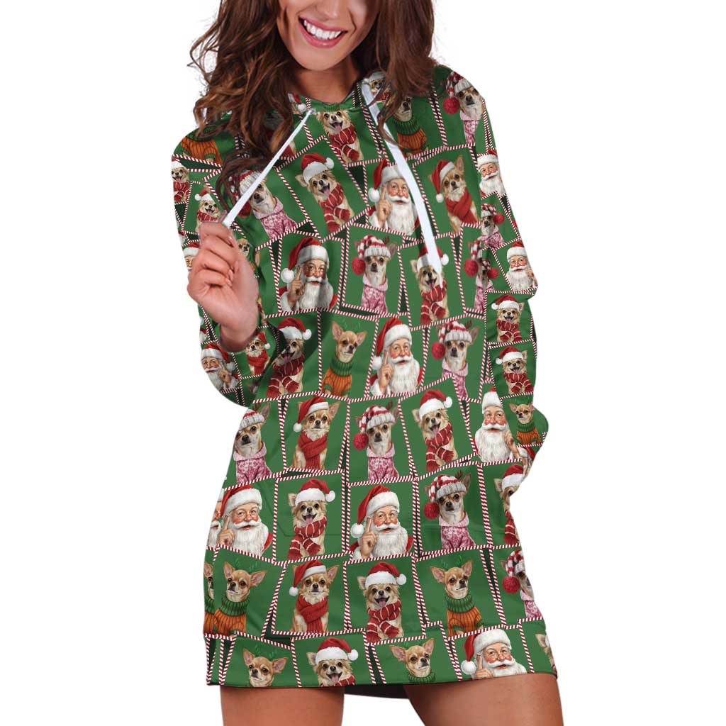 Chihuahua Santa Clau Christmas Hoodie Dress Xmas Holiday Patterns - Wonder Print Shop