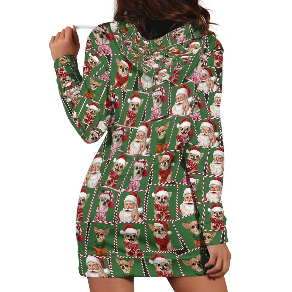 Chihuahua Santa Clau Christmas Hoodie Dress Xmas Holiday Patterns - Wonder Print Shop