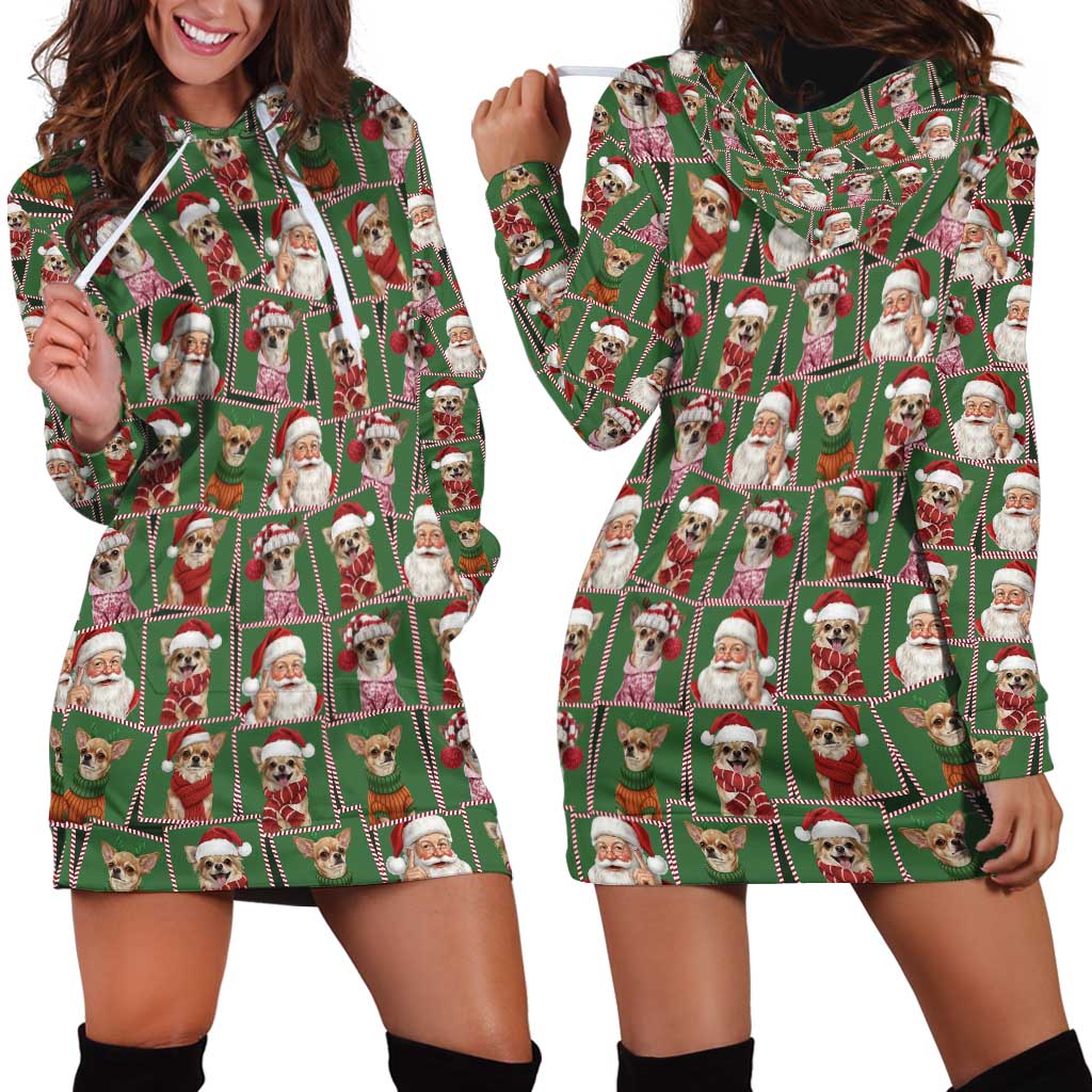 Chihuahua Santa Clau Christmas Hoodie Dress Xmas Holiday Patterns - Wonder Print Shop