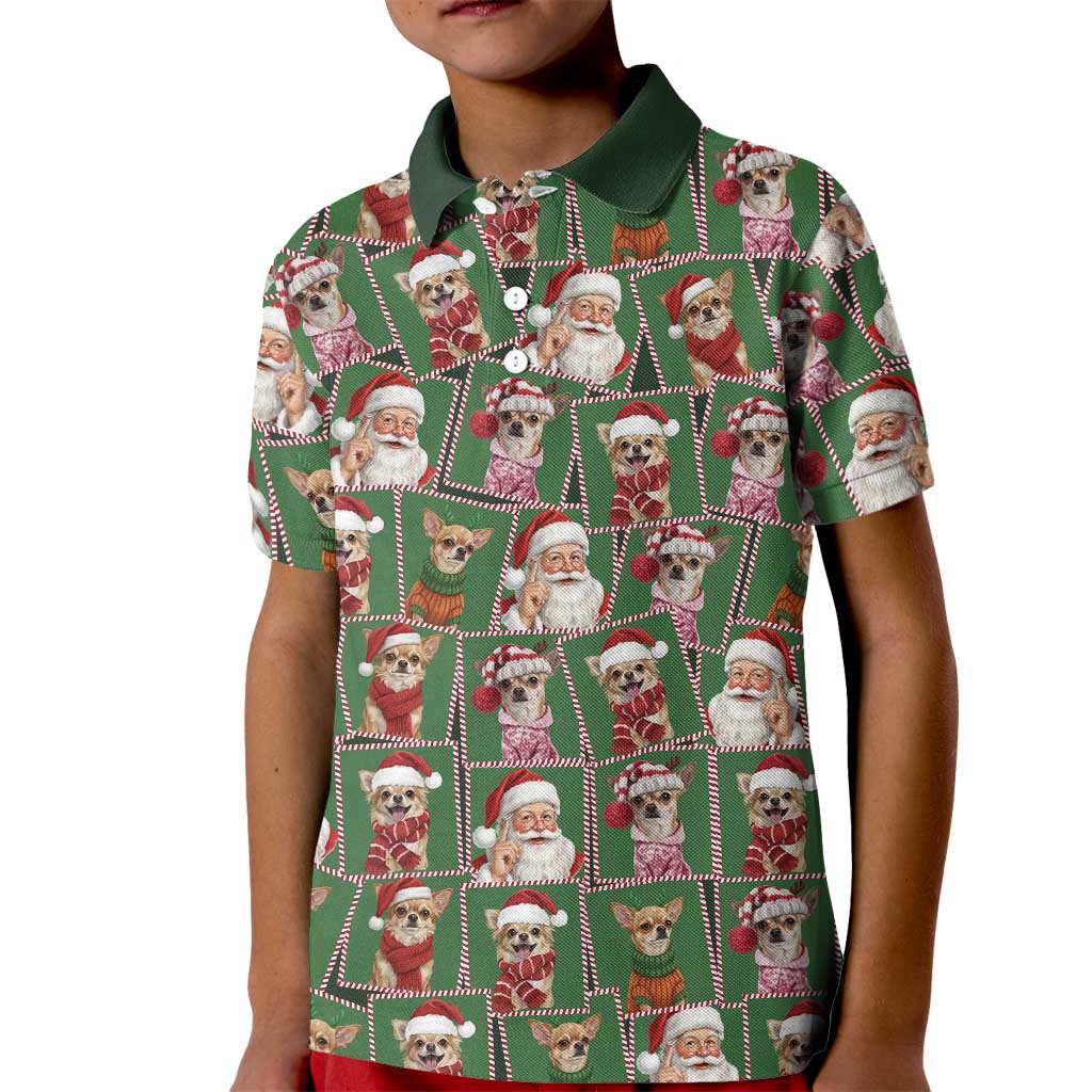 Chihuahua Santa Clau Christmas Kid Polo Shirt Xmas Holiday Patterns - Wonder Print Shop