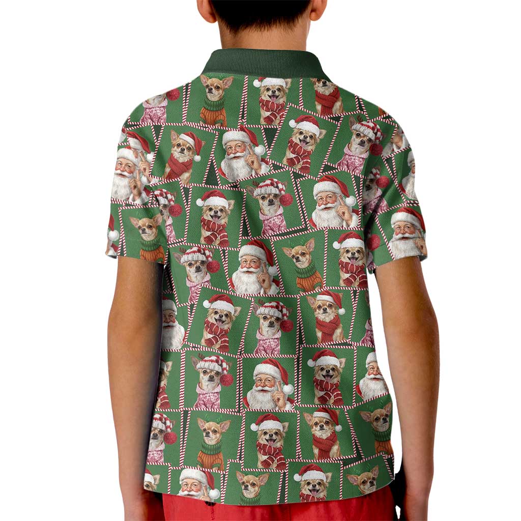 Chihuahua Santa Clau Christmas Kid Polo Shirt Xmas Holiday Patterns - Wonder Print Shop