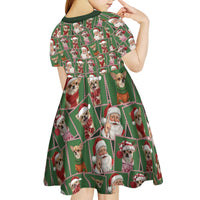 Chihuahua Santa Clau Christmas Kid Short Sleeve Dress Xmas Holiday Patterns - Wonder Print Shop