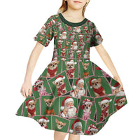 Chihuahua Santa Clau Christmas Kid Short Sleeve Dress Xmas Holiday Patterns - Wonder Print Shop