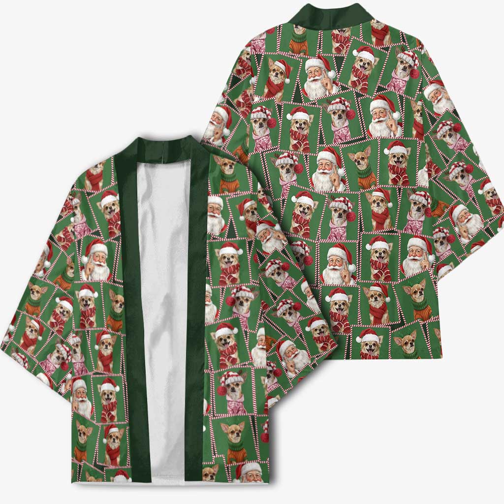 Chihuahua Santa Clau Christmas Kimono Xmas Holiday Patterns - Wonder Print Shop