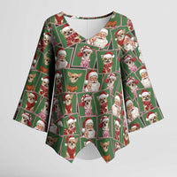 Chihuahua Santa Clau Christmas Kimono Sleeve Blouse Xmas Holiday Patterns - Wonder Print Shop