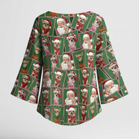 Chihuahua Santa Clau Christmas Kimono Sleeve Blouse Xmas Holiday Patterns - Wonder Print Shop