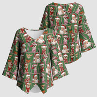 Chihuahua Santa Clau Christmas Kimono Sleeve Blouse Xmas Holiday Patterns - Wonder Print Shop