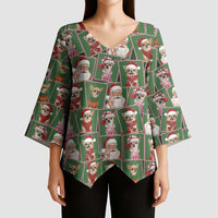 Chihuahua Santa Clau Christmas Kimono Sleeve Blouse Xmas Holiday Patterns - Wonder Print Shop