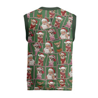 Chihuahua Santa Clau Christmas Knitted V-Neck Vest Xmas Holiday Patterns - Wonder Print Shop