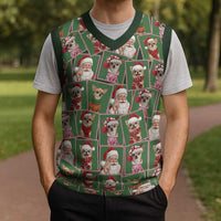 Chihuahua Santa Clau Christmas Knitted V-Neck Vest Xmas Holiday Patterns - Wonder Print Shop