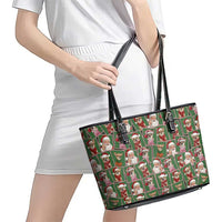 Chihuahua Santa Clau Christmas Leather Tote Bag Xmas Holiday Patterns - Wonder Print Shop