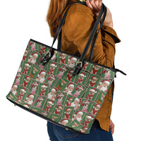 Chihuahua Santa Clau Christmas Leather Tote Bag Xmas Holiday Patterns - Wonder Print Shop