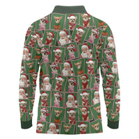 Chihuahua Santa Clau Christmas Long Sleeve Polo Shirt Xmas Holiday Patterns - Wonder Print Shop