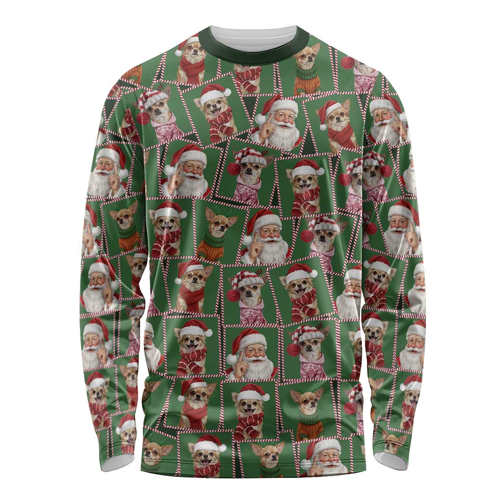 Chihuahua Santa Clau Christmas Long Sleeve Shirt Xmas Holiday Patterns - Wonder Print Shop