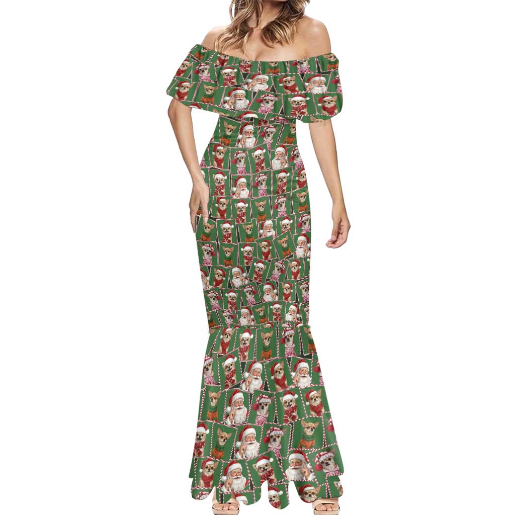 Chihuahua Santa Clau Christmas Mermaid Dress Xmas Holiday Patterns - Wonder Print Shop