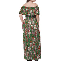 Chihuahua Santa Clau Christmas Off Shoulder Maxi Dress Xmas Holiday Patterns - Wonder Print Shop
