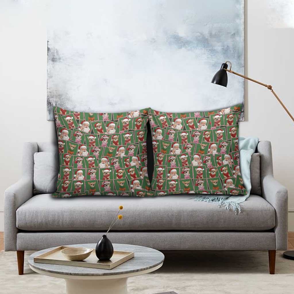 Chihuahua Santa Clau Christmas Pillow Cover Xmas Holiday Patterns - Wonder Print Shop