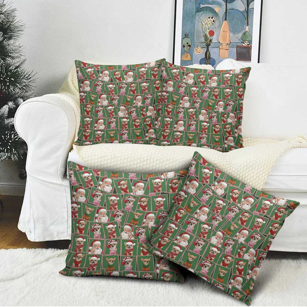 Chihuahua Santa Clau Christmas Pillow Cover Xmas Holiday Patterns - Wonder Print Shop