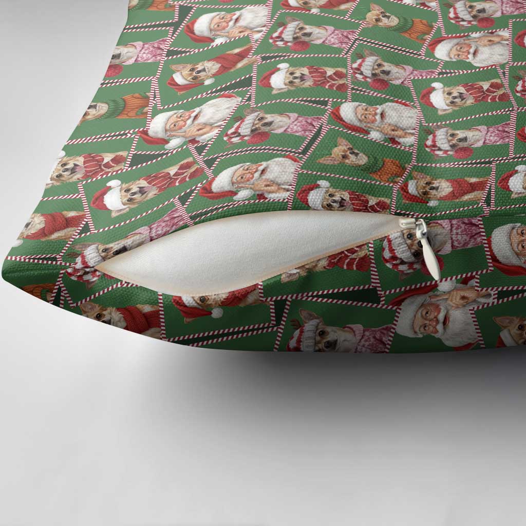 Chihuahua Santa Clau Christmas Pillow Cover Xmas Holiday Patterns - Wonder Print Shop