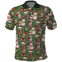 Chihuahua Santa Clau Christmas Polo Shirt Xmas Holiday Patterns - Wonder Print Shop