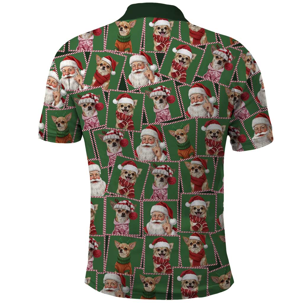 Chihuahua Santa Clau Christmas Polo Shirt Xmas Holiday Patterns - Wonder Print Shop
