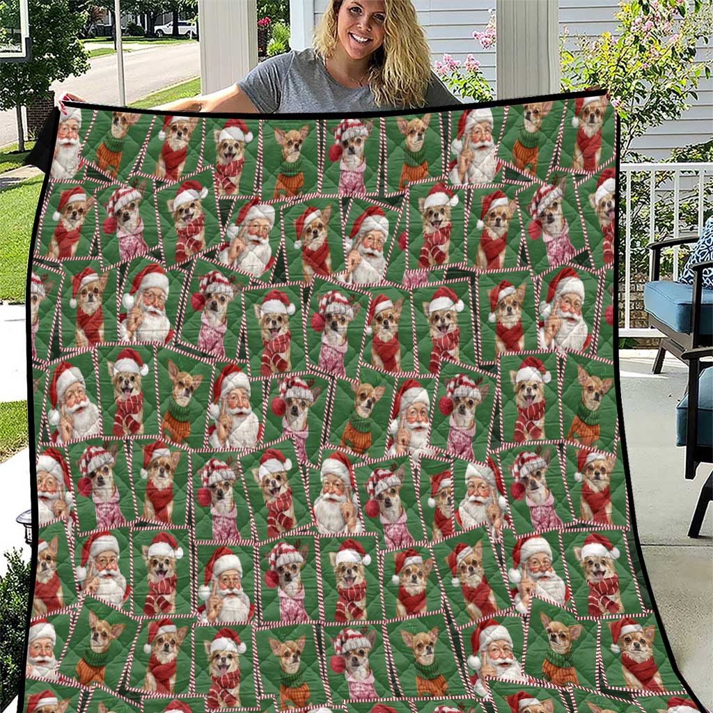 Chihuahua Santa Clau Christmas Quilt Xmas Holiday Patterns - Wonder Print Shop