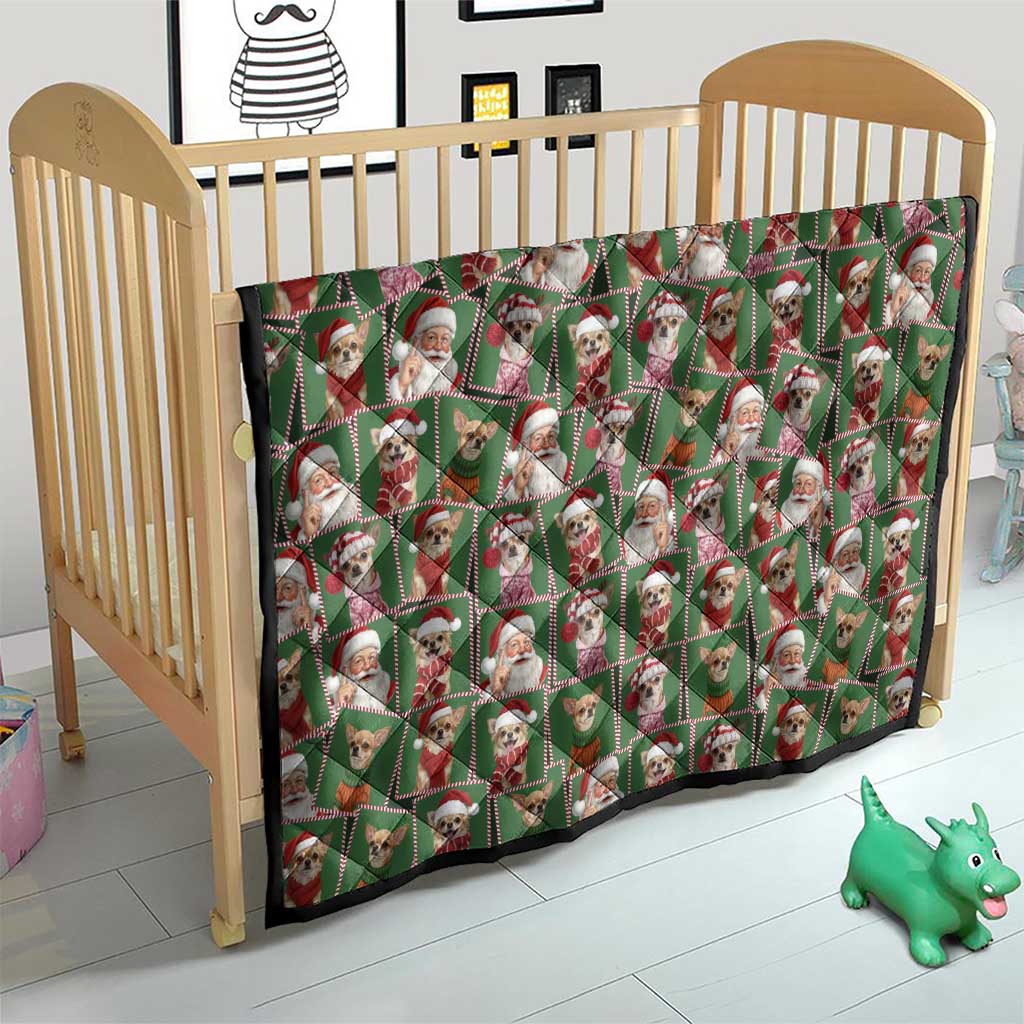 Chihuahua Santa Clau Christmas Quilt Xmas Holiday Patterns - Wonder Print Shop