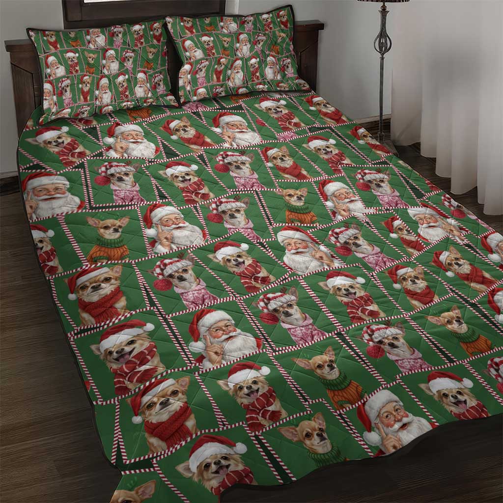 Chihuahua Santa Clau Christmas Quilt Bed Set Xmas Holiday Patterns - Wonder Print Shop