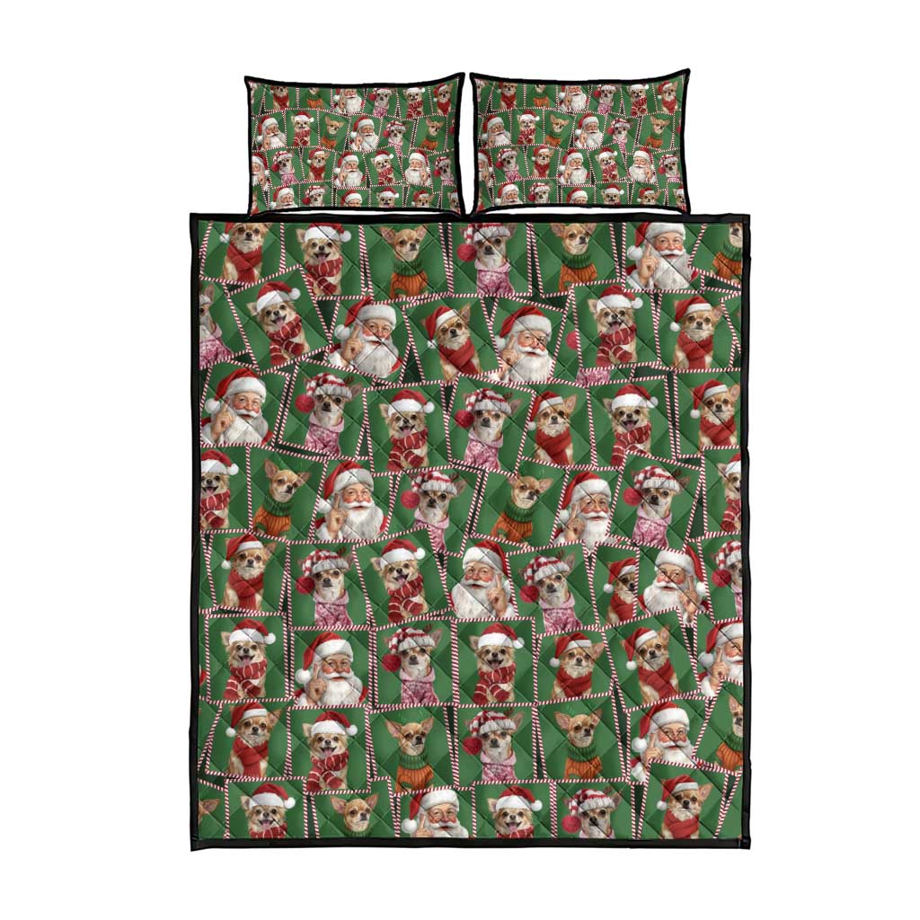Chihuahua Santa Clau Christmas Quilt Bed Set Xmas Holiday Patterns - Wonder Print Shop