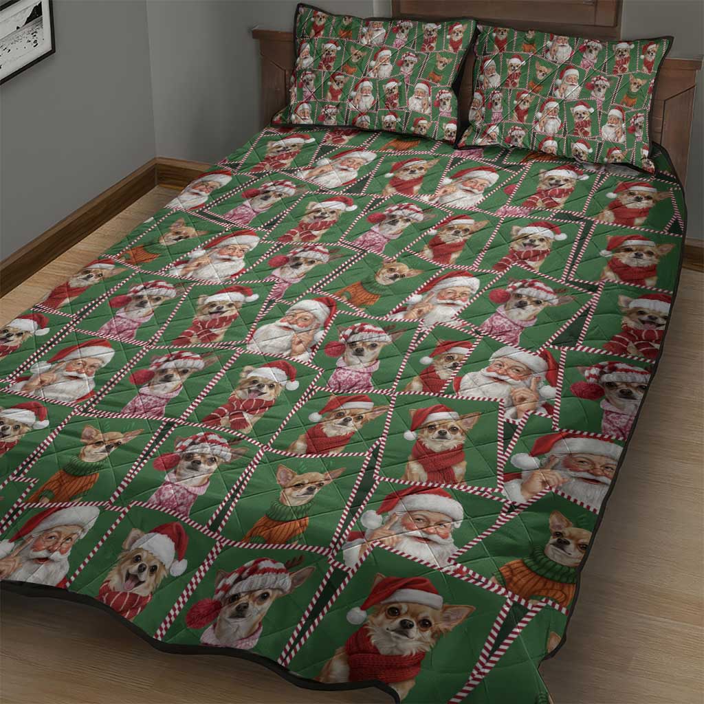 Chihuahua Santa Clau Christmas Quilt Bed Set Xmas Holiday Patterns - Wonder Print Shop