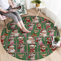 Chihuahua Santa Clau Christmas Round Carpet Xmas Holiday Patterns - Wonder Print Shop
