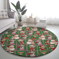 Chihuahua Santa Clau Christmas Round Carpet Xmas Holiday Patterns - Wonder Print Shop