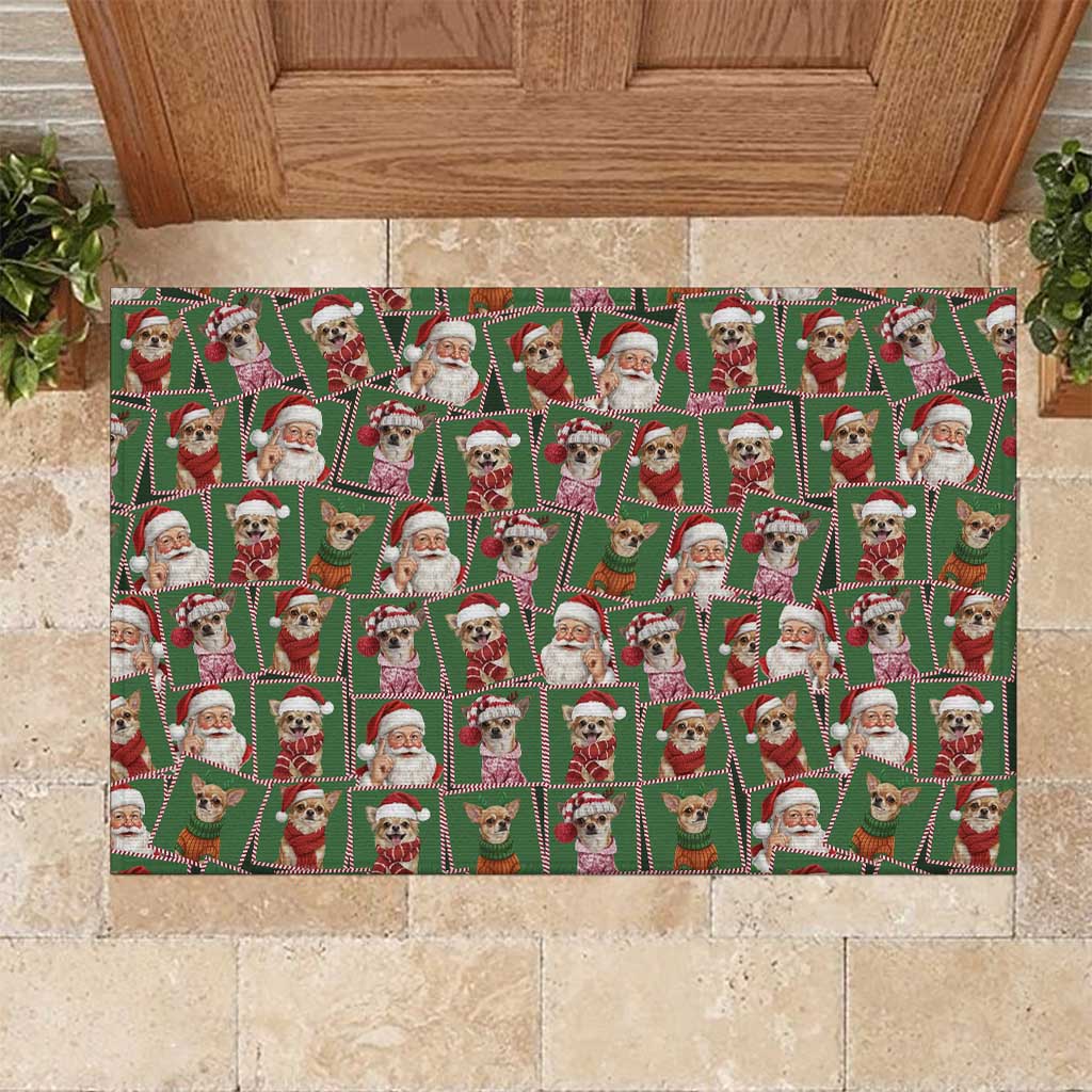 Chihuahua Santa Clau Christmas Rubber Doormat Xmas Holiday Patterns - Wonder Print Shop