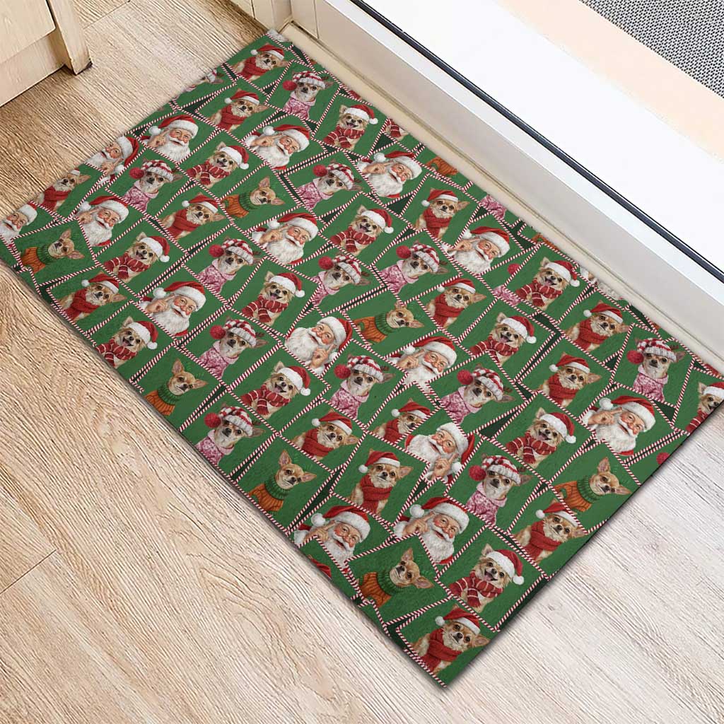 Chihuahua Santa Clau Christmas Rubber Doormat Xmas Holiday Patterns - Wonder Print Shop