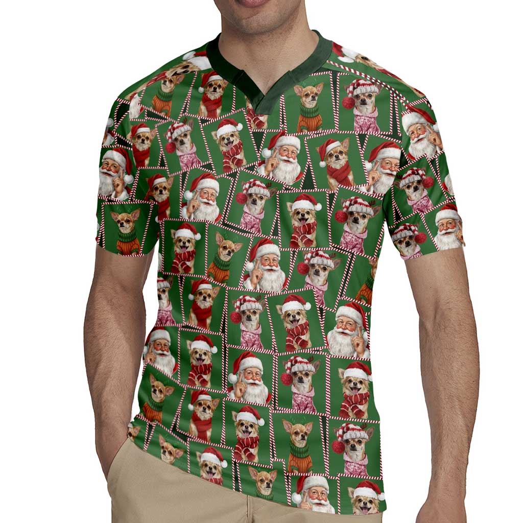 Chihuahua Santa Clau Christmas Rugby Jersey Xmas Holiday Patterns - Wonder Print Shop