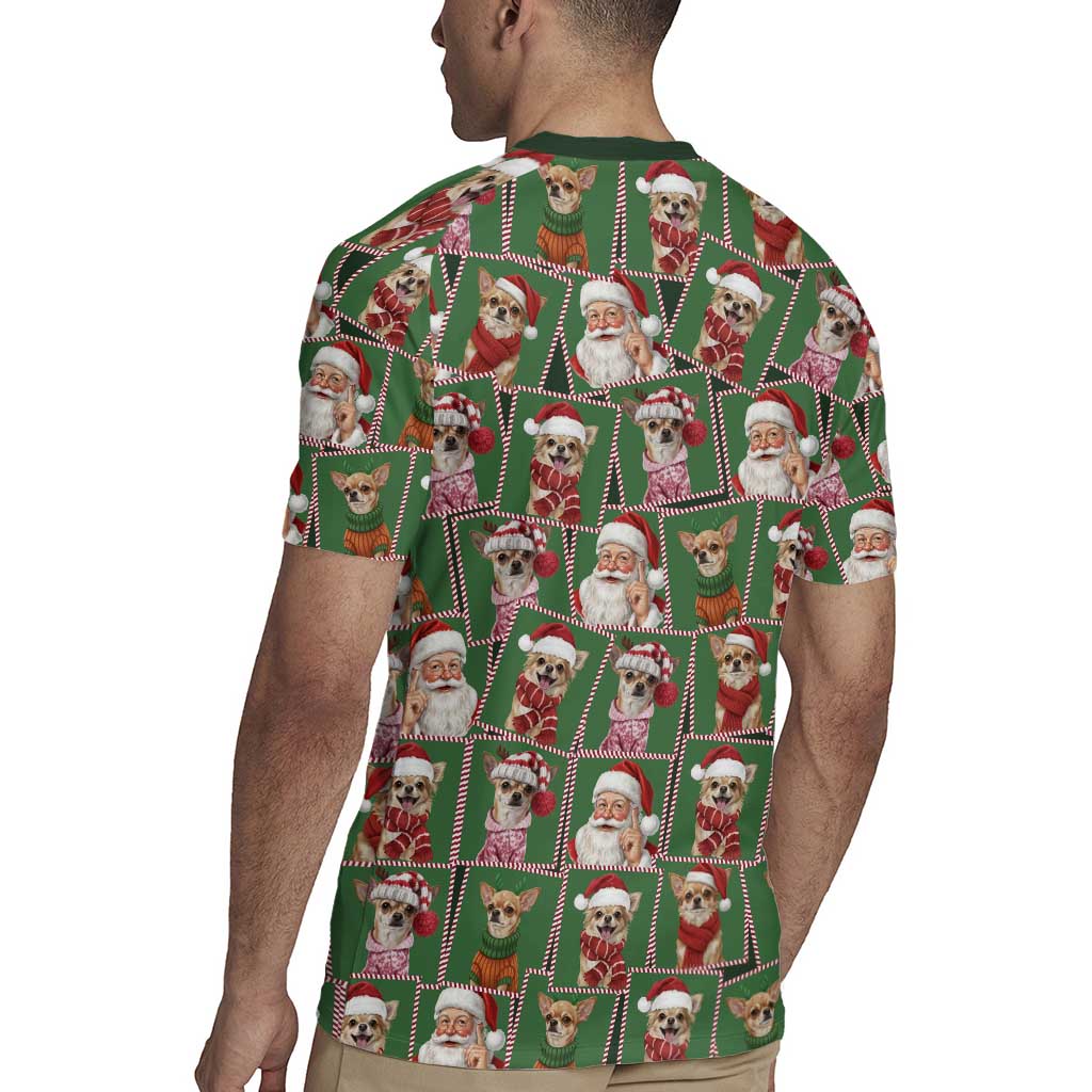 Chihuahua Santa Clau Christmas Rugby Jersey Xmas Holiday Patterns - Wonder Print Shop